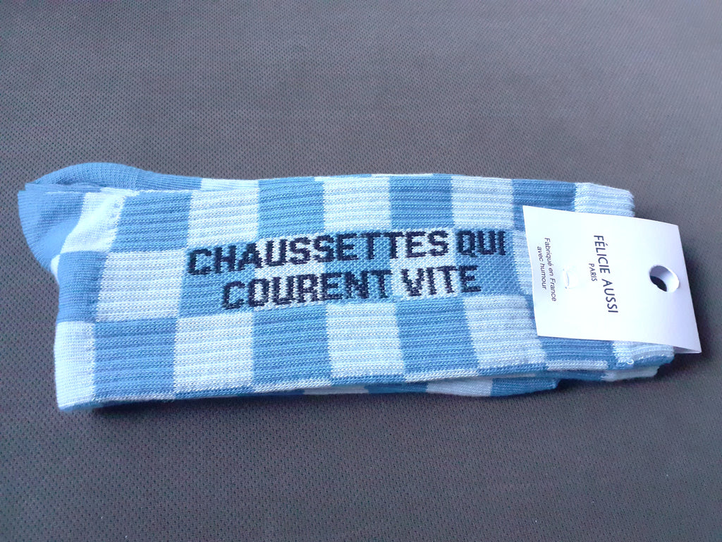 Chaussettes - Courent Vite - damier bleu 40/45