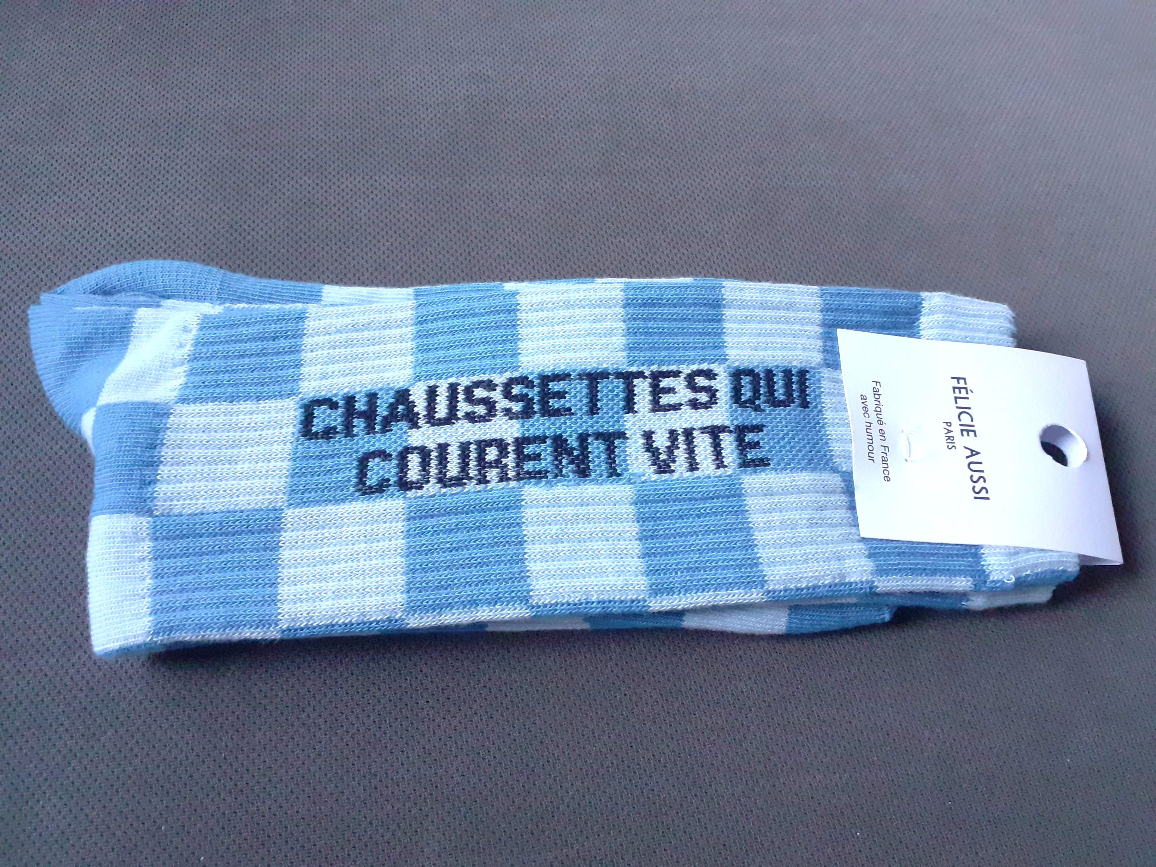 Chaussettes - Courent Vite - damier bleu 40/45