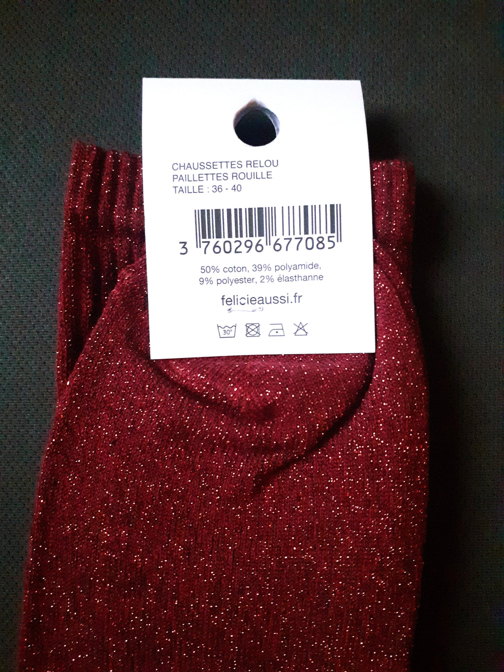 Sequin socks - RELOU - rust 36/40
