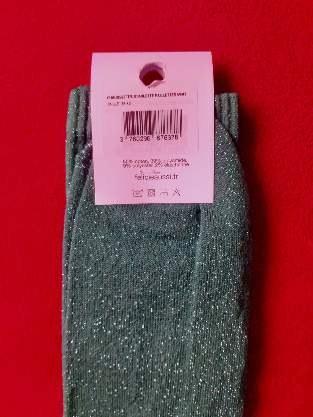 Glitter socks - STARLETTE - dark green 36/40