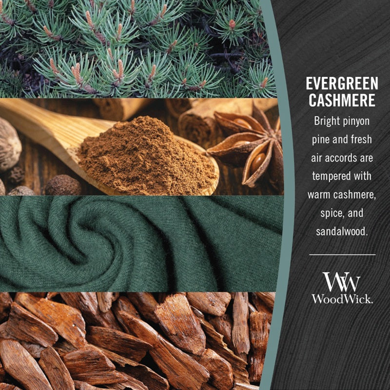 Woodwick Mini Evergreen Cashmere (Cashmere & Conifer) 85g