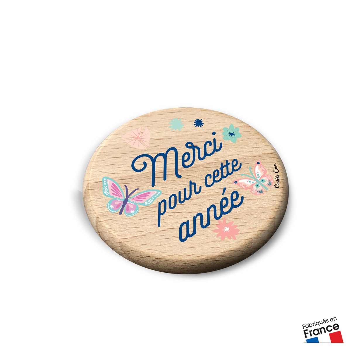 Aimant Hêtre - Merci pour cette année (papillons)