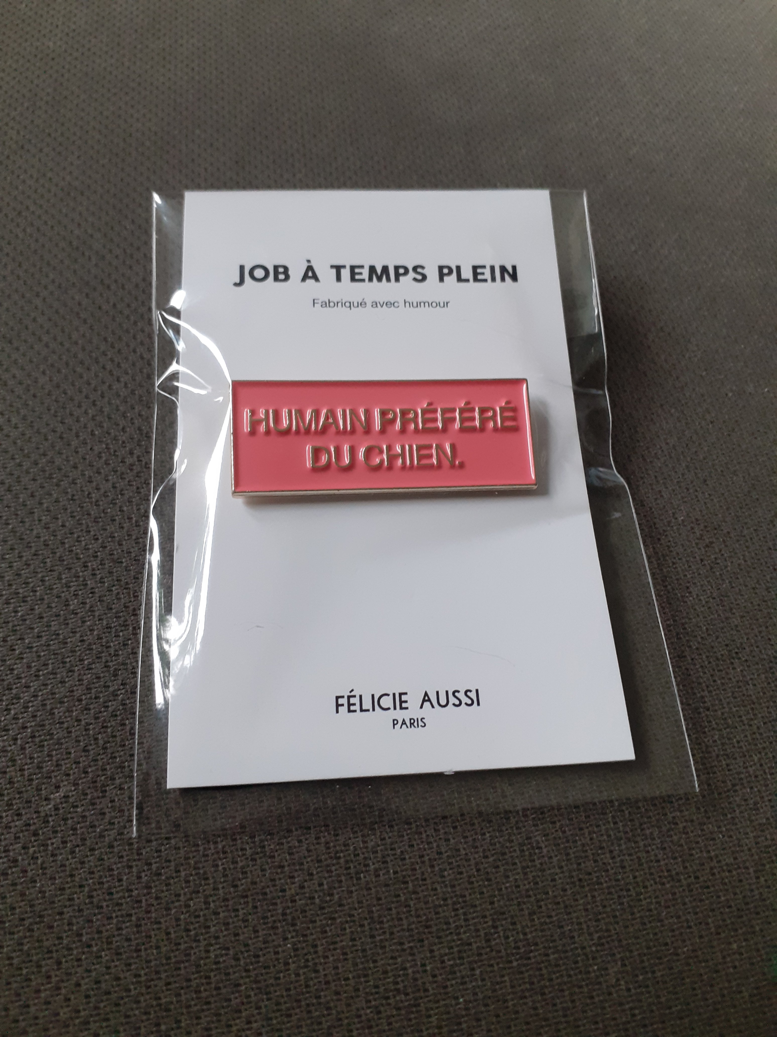 Pin’s rectangulaire - Humain préféré du Chien - Corail
