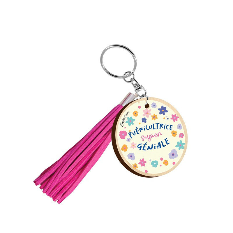 Wooden keyring with tassel - Mom I Love You So Much