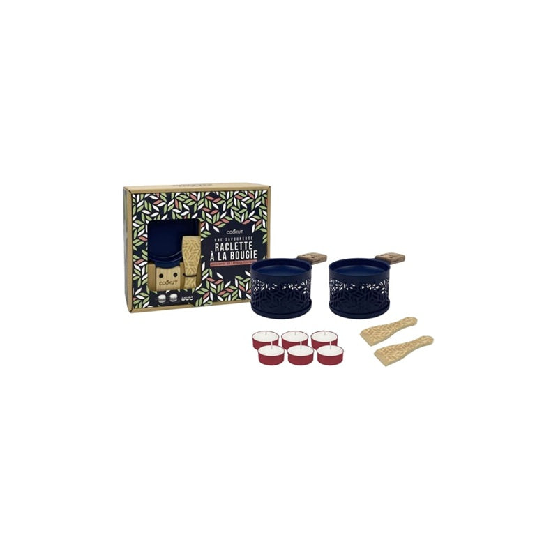Raclette à la bougie - Coffret Feuillage - bleu