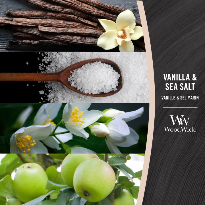 Woodwick Medium Vanilla & Sea Salt (Vanilla & Sea Salt) 275g