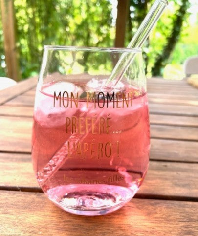 Verre à Cocktail avec paille en verre