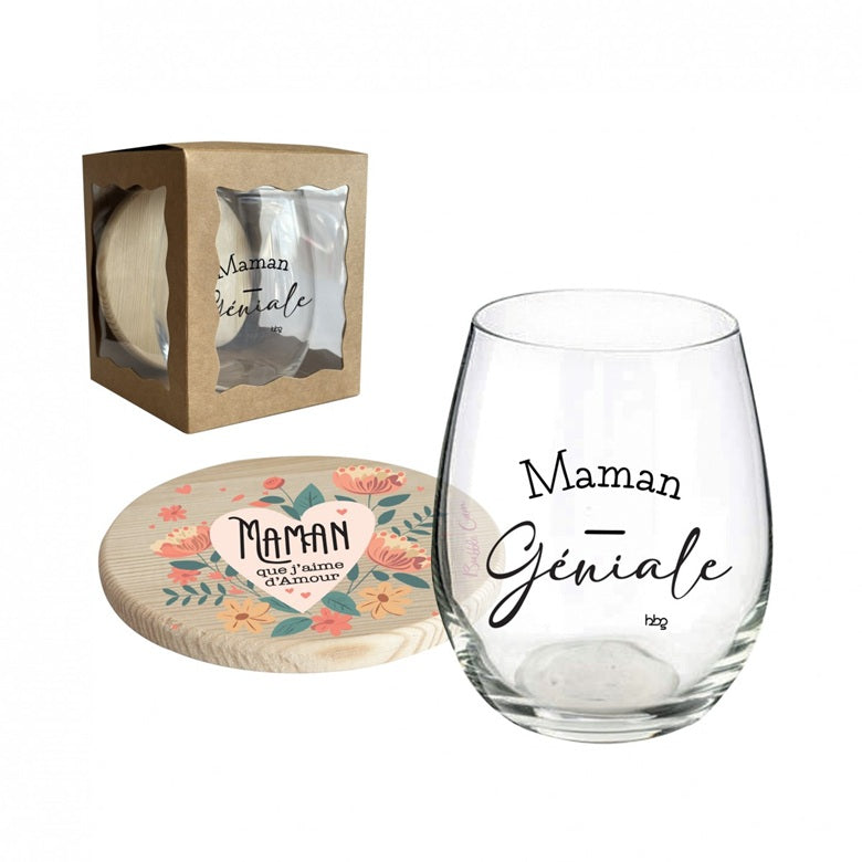 Glass and Coaster - Awesome Grandma