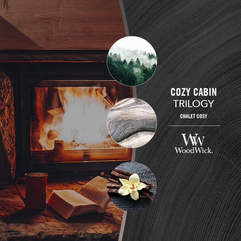 Woodwick Large Trilogy Cozy Cabin (Chalet Cosy) 609gr