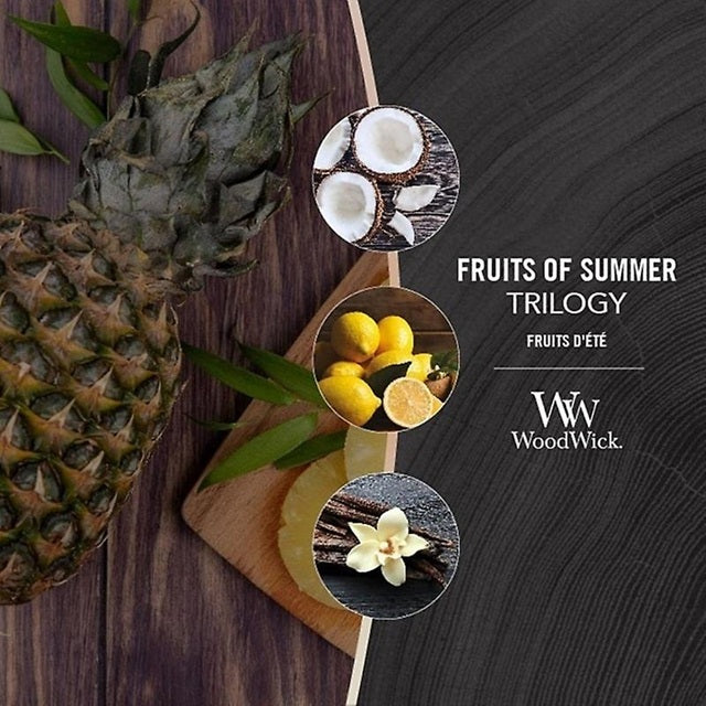Woodwick Medium Trilogy Fruits of Summer (Fruits d'été) 275gr