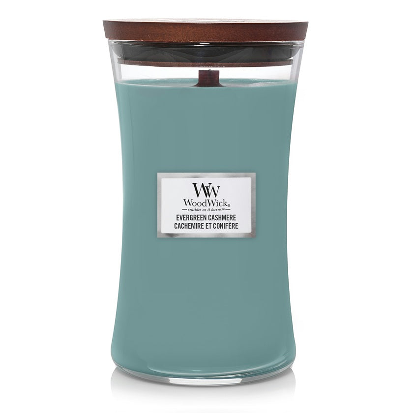Woodwick Large Evergreen Cashmere (Cachemire & Conifère) 609gr