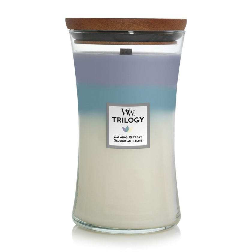 Woodwick Large Trilogy Calming Retreat (Séjour au Calme) 609gr