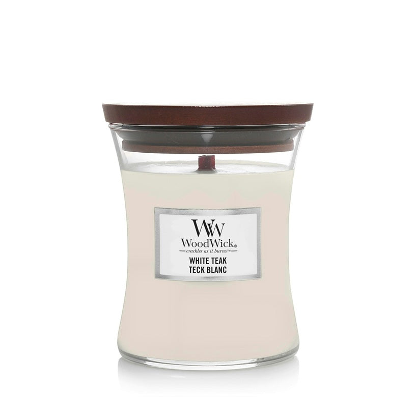 Woodwick Medium White Teak 275g