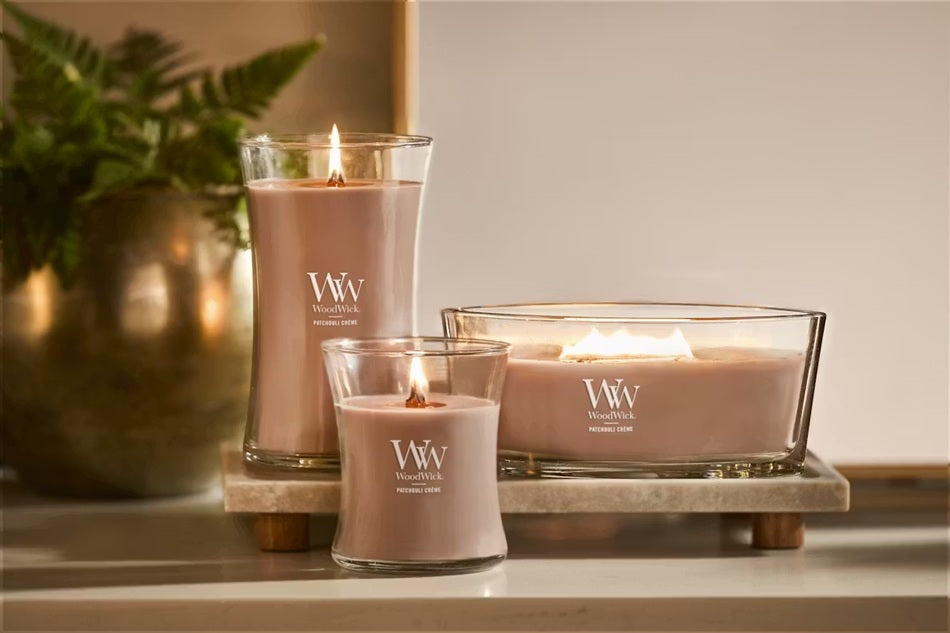 Woodwick Medium Patchouli Crème 275g