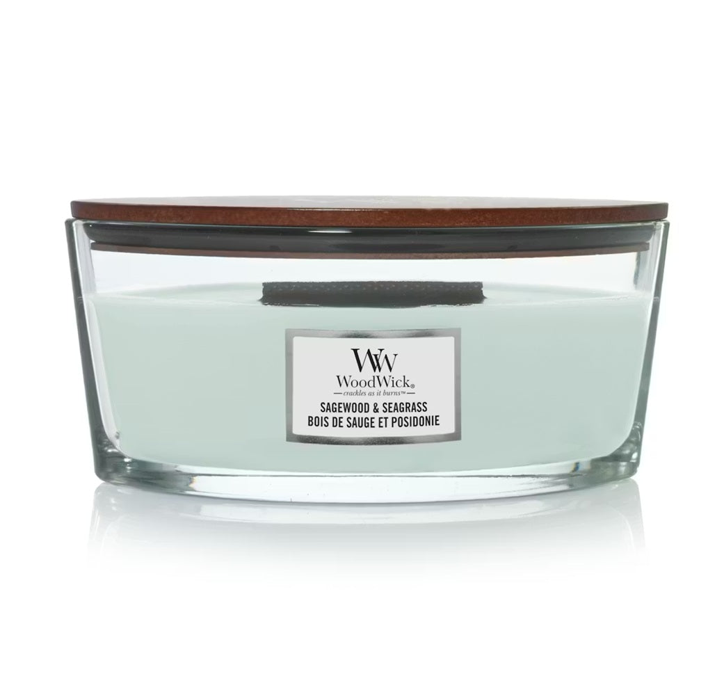 Woodwick Ellipse Sagewood & Seagrass 453g