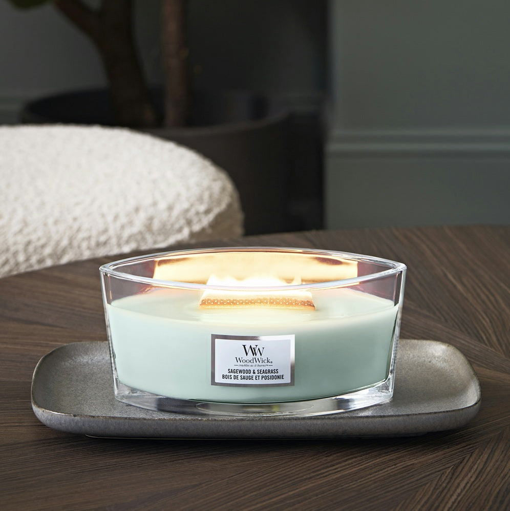 Woodwick Ellipse Sagewood & Seagrass 453g